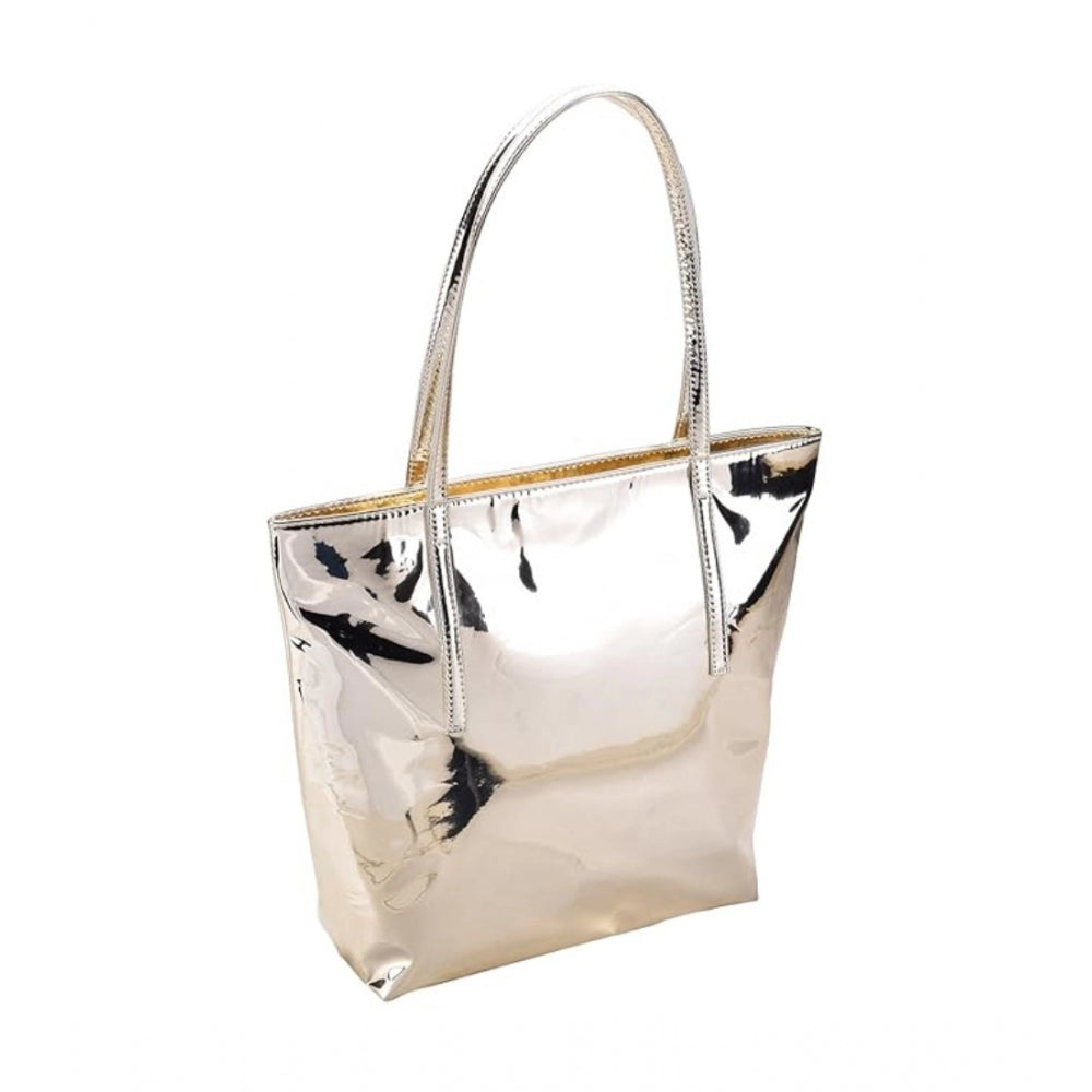 Women's Synthetic Solid Shoulder Bag (Gold) - GillKart