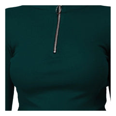 Women's Casual Cotton Blend Solid Western Top (Dark Green) - GillKart