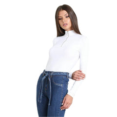 Women's Casual Cotton Blend Solid Western Top (White) - GillKart