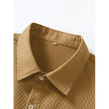 Men's Casual Short Sleeve Striped Cotton Blended Shirt (Yellow) - GillKart