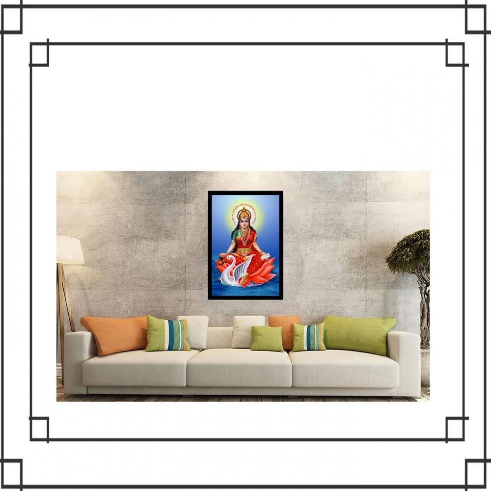 Maa Laxmi Painting with Synthetic Photo Frame (Multicolor) - GillKart