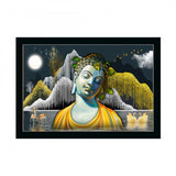 Buddha Painting with Synthetic Photo Frame (Multicolor) - GillKart