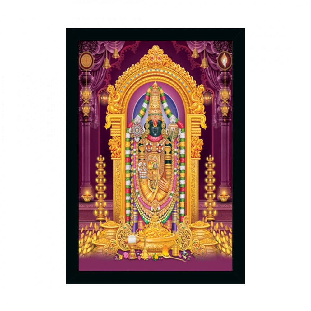 Tirupati Balaji Painting with Synthetic Photo Frame (Multicolor) - GillKart