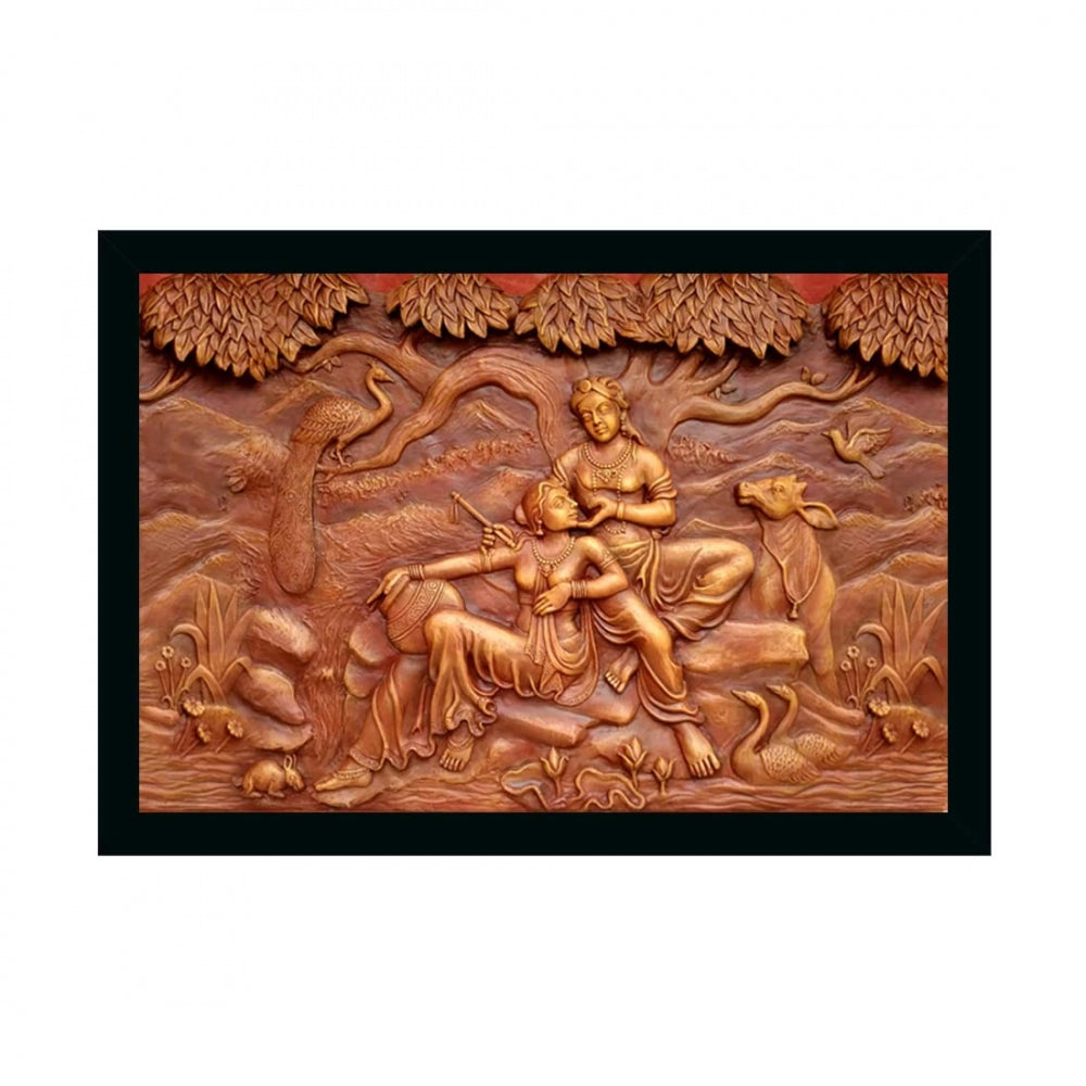 Radha Krishna Painting with Synthetic Photo Frame (Multicolor) - GillKart