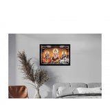 Laxmi Ganesh Saraswati Painting with Synthetic Photo Frame (Multicolor) - GillKart