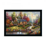 Natural Scenery Painting with Synthetic Photo Frame (Multicolor) - GillKart