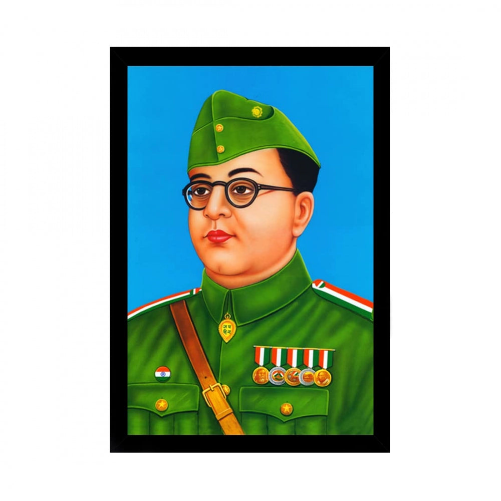 Shubham Chandra Bose Painting with Synthetic Photo Frame (Multicolor) - GillKart