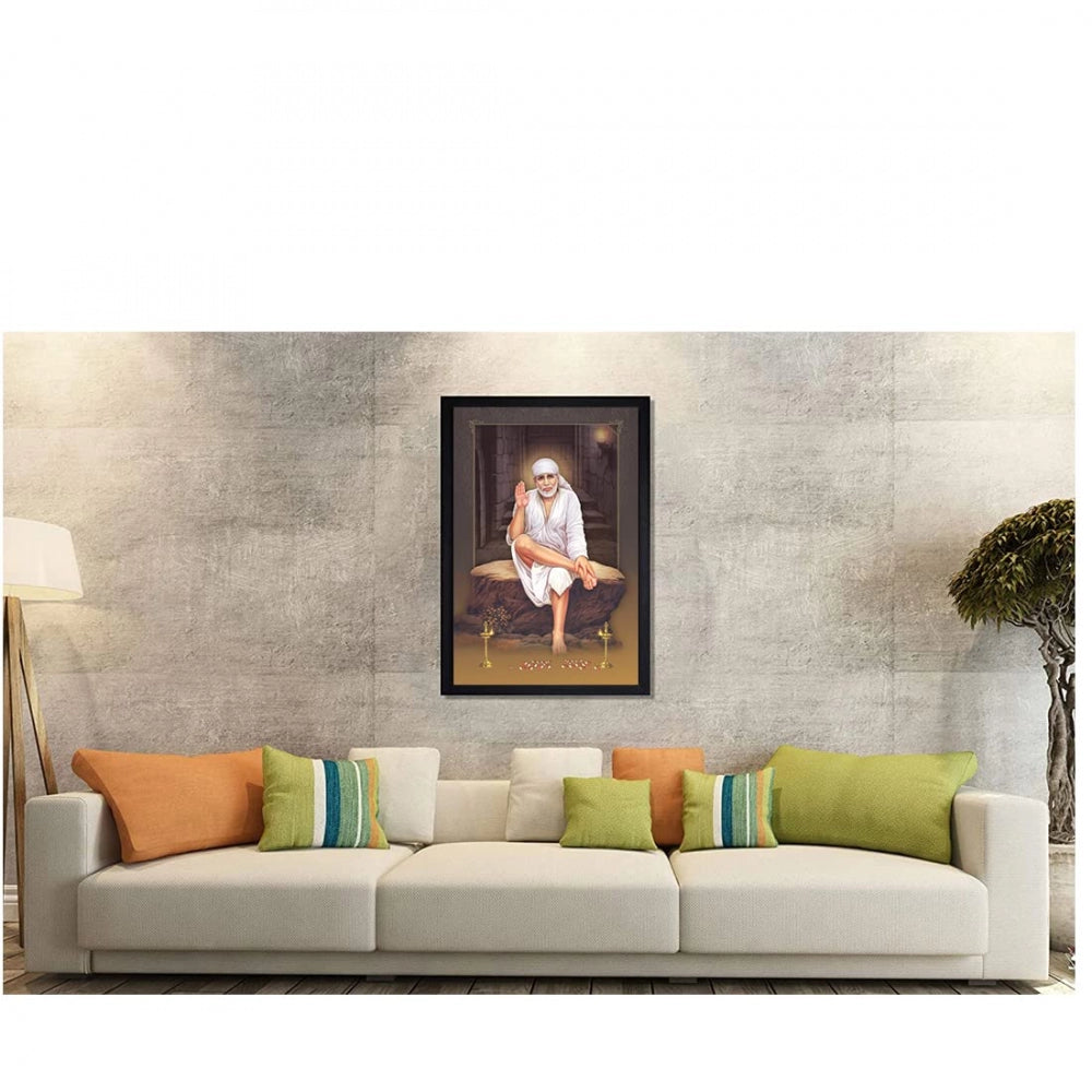 Saibaba Painting with Synthetic Photo Frame (Multicolor) - GillKart