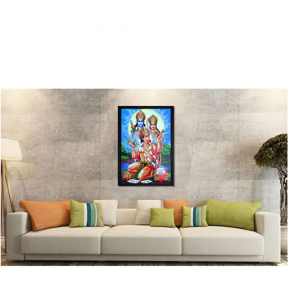 Lord Hanuman Ji Painting with Synthetic Photo Frame (Multicolor) - GillKart