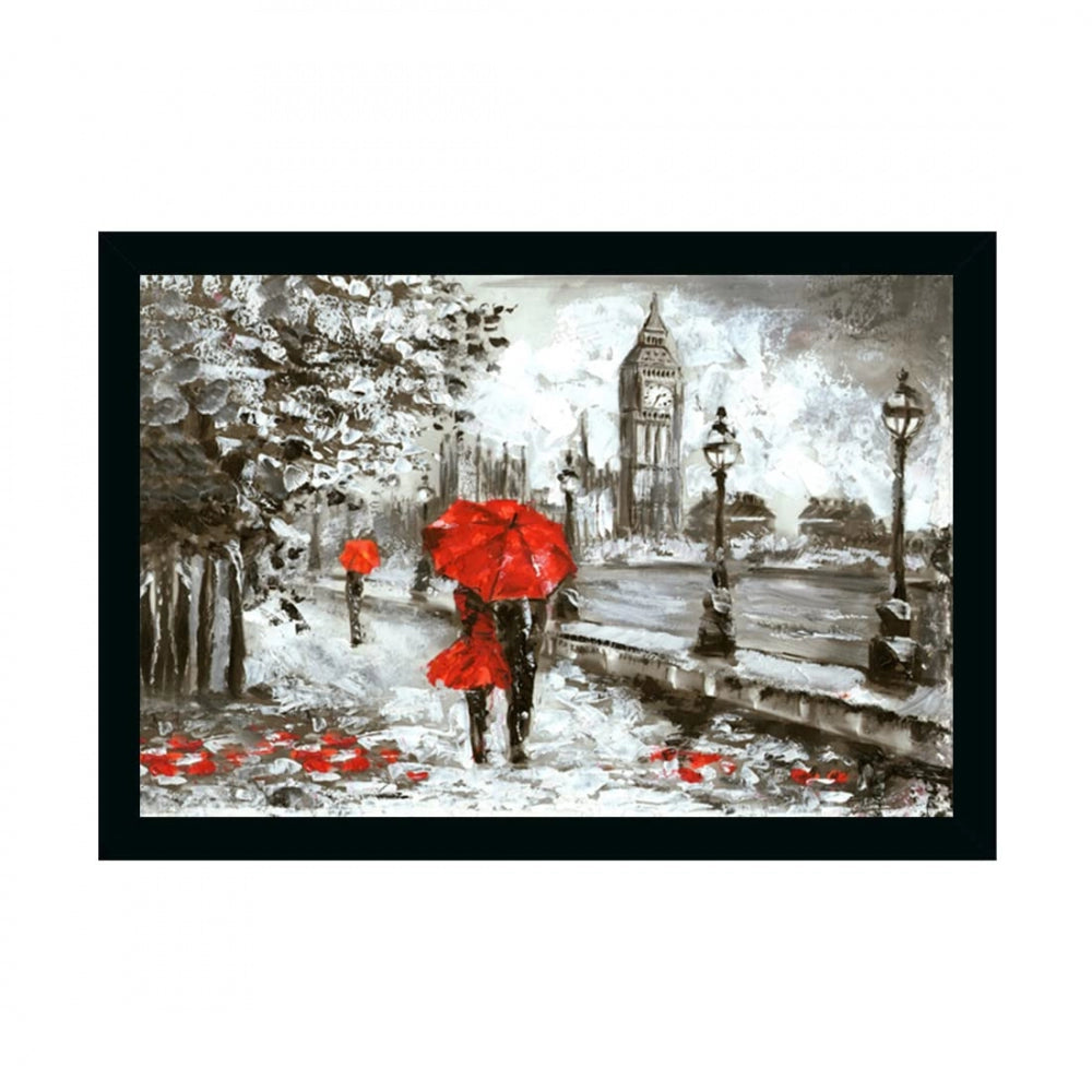 Couple Walk In Forest Painting with Synthetic Photo Frame (Multicolor) - GillKart