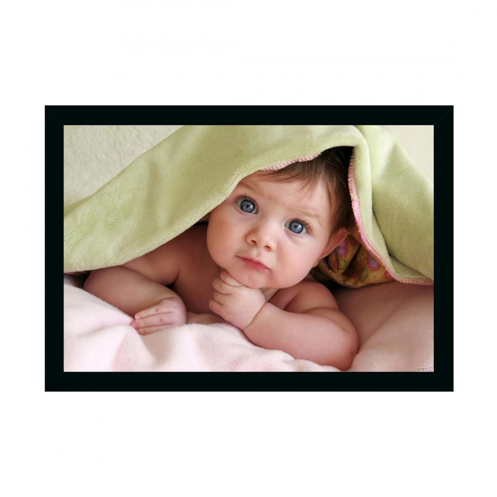 Baby Photo Painting with Synthetic Photo Frame (Multicolor) - GillKart