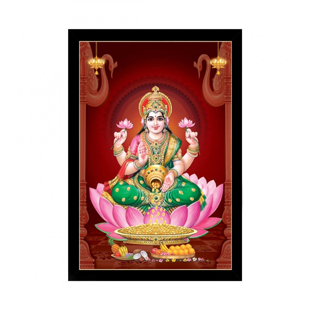 Maa Laxmi Painting with Synthetic Photo Frame (Multicolor) - GillKart