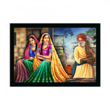 Rajasthani Village Modern Art Painting with Synthetic Photo Frame (Multicolor) - GillKart