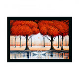 Tree Painting Painting with Synthetic Photo Frame (Multicolor) - GillKart