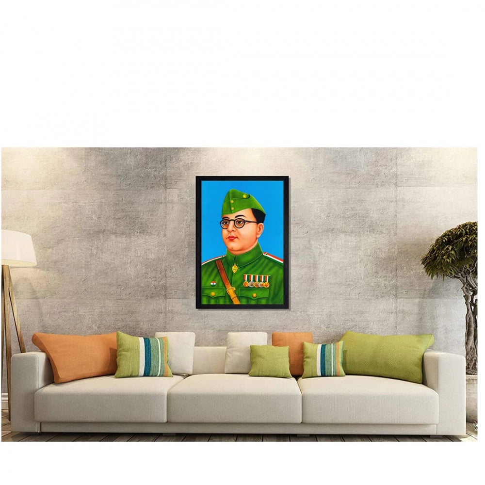 Shubham Chandra Bose Painting with Synthetic Photo Frame (Multicolor) - GillKart