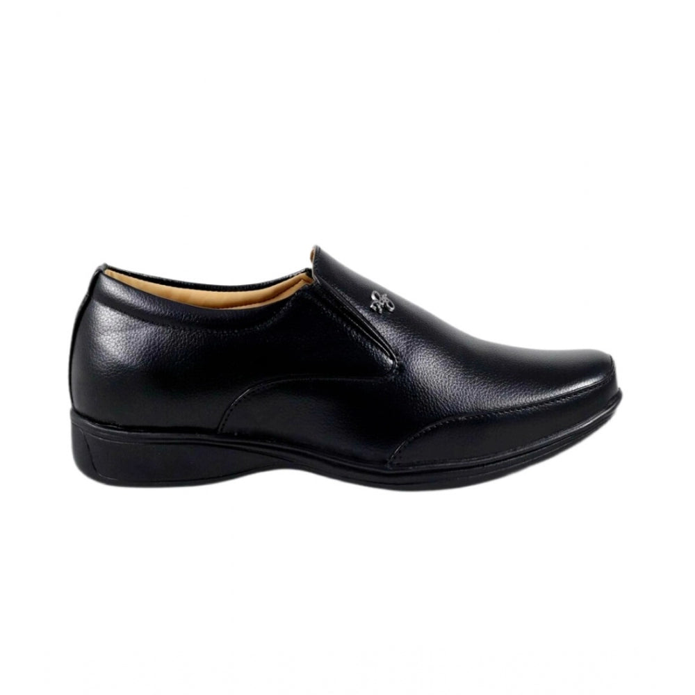 Men's Solid Synthetic Leather Formal Shoes (Black) - GillKart