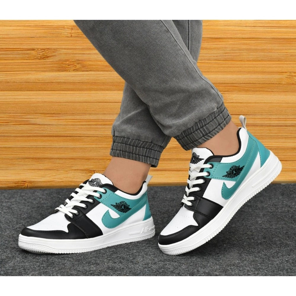 Men's Solid Synthetic Casual Shoes (Sea-Green)