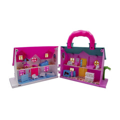 Plastic Dollhouse For Girls 2 Room Set (Pink) - GillKart