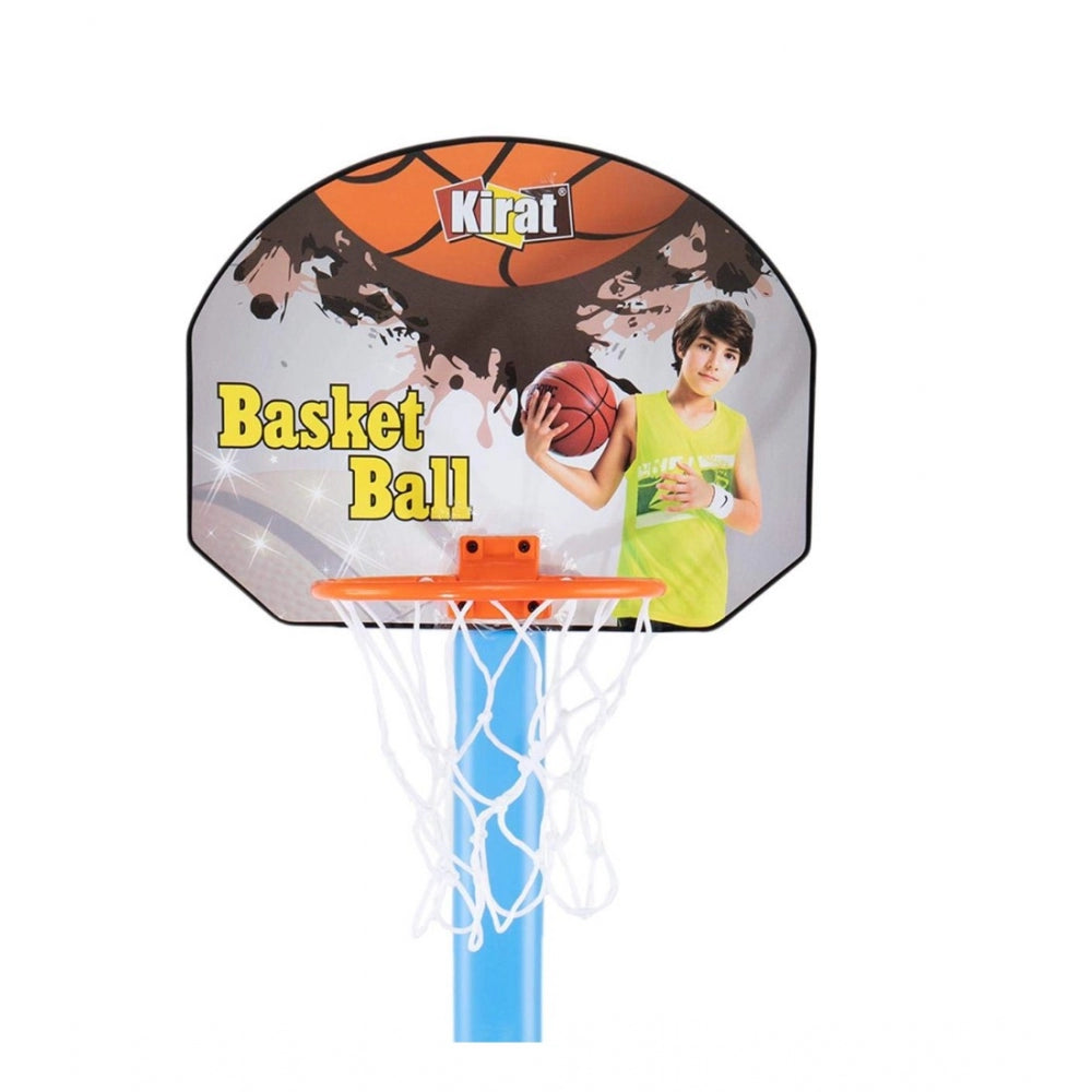 Plastic Basketball For Kids 2 In1 Set With Adjustable Stand (Multicolor) - GillKart