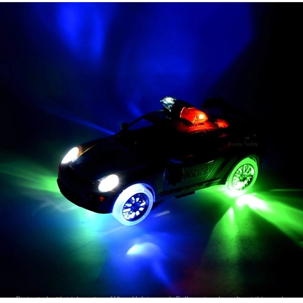 Plastic  Fun Flashing Lights In The Wheels And Realistic Sounds With Sirens Police Car Toy For Kids (White) - GillKart