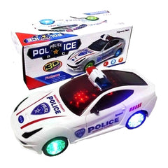 Plastic  Fun Flashing Lights In The Wheels And Realistic Sounds With Sirens Police Car Toy For Kids (White) - GillKart