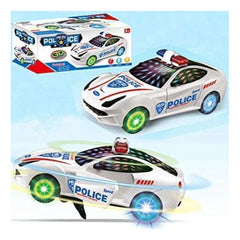 Plastic  Fun Flashing Lights In The Wheels And Realistic Sounds With Sirens Police Car Toy For Kids (White) - GillKart