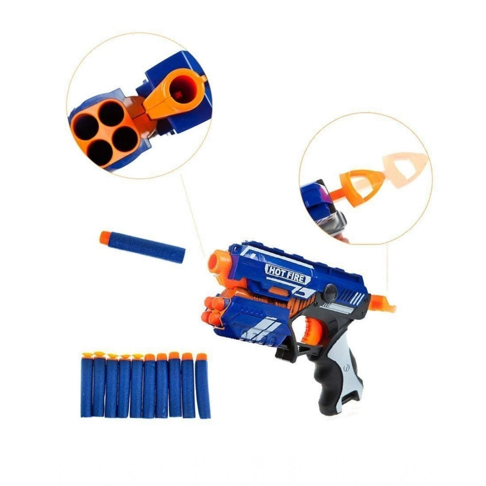 Plastic Blaze Storm Soft Bullet Toy Gun For Boy With 10 Safe Soft Foam Bullet Shooting Gun (Blue) - GillKart