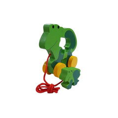 Wooden Wooden Pull Along Toy For Babies  Toddlers Frog (Multicolor) - GillKart