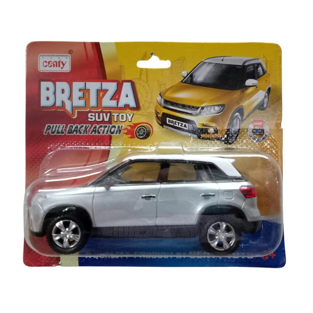 Plastic Bretza Suv Pull Back Action Car (Silver) - GillKart