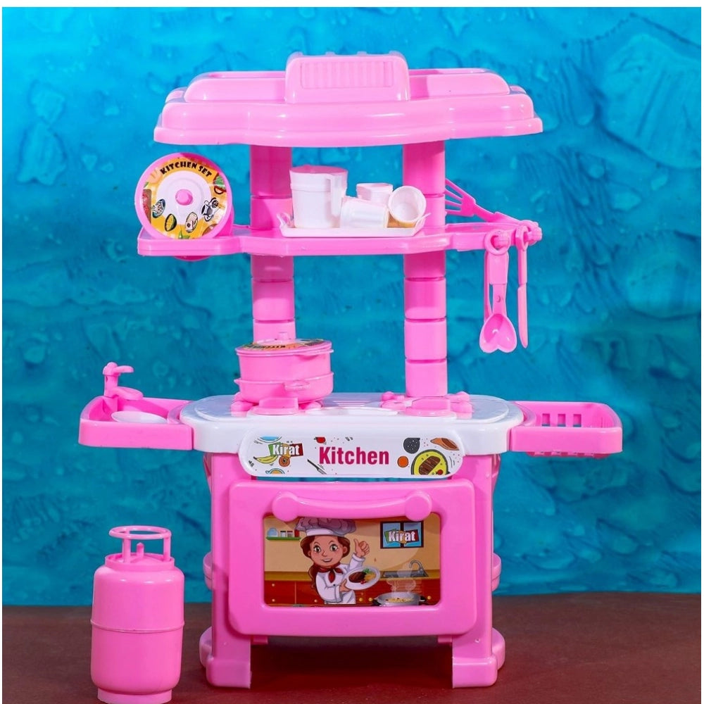 Plastic Kitchen Set For Kids Girl And Boys 32 Pieces Little Chef Cooking Pretend Play Set Toy (Pink) - GillKart