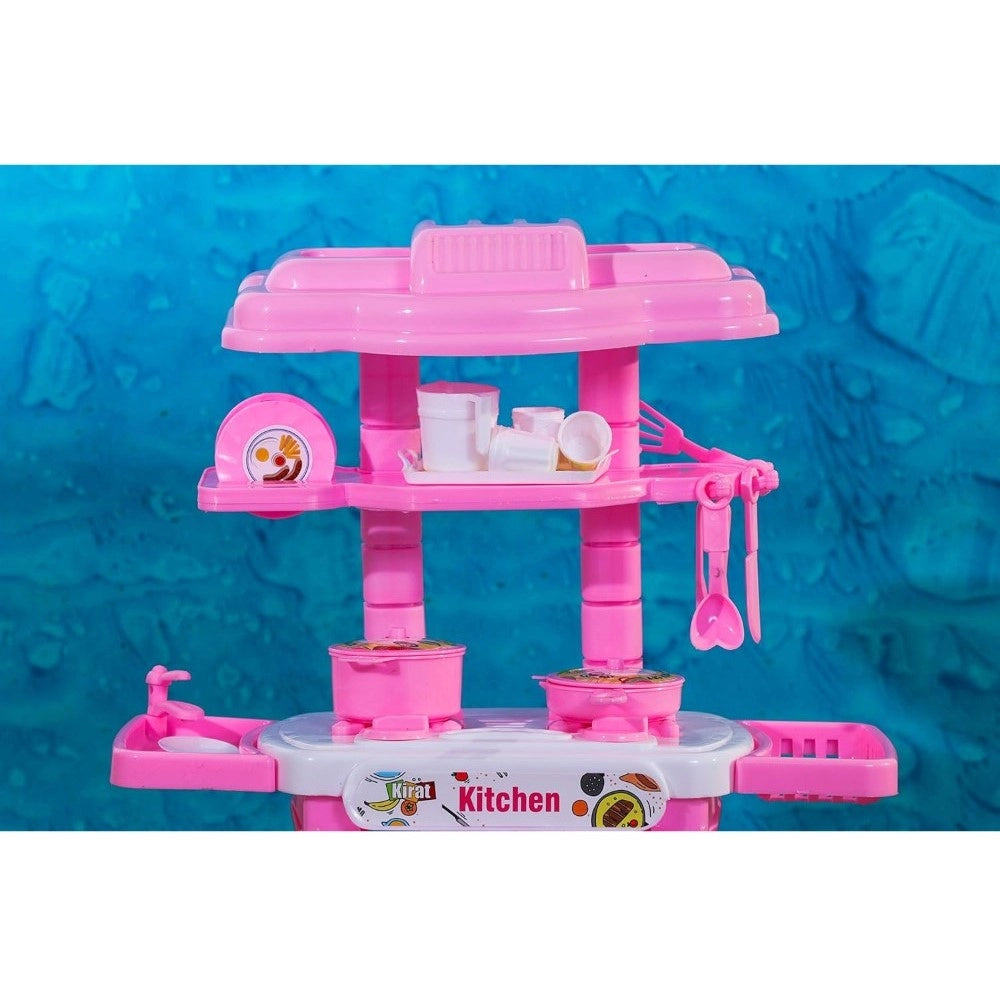 Plastic Kitchen Set For Kids Girl And Boys 32 Pieces Little Chef Cooking Pretend Play Set Toy (Pink) - GillKart