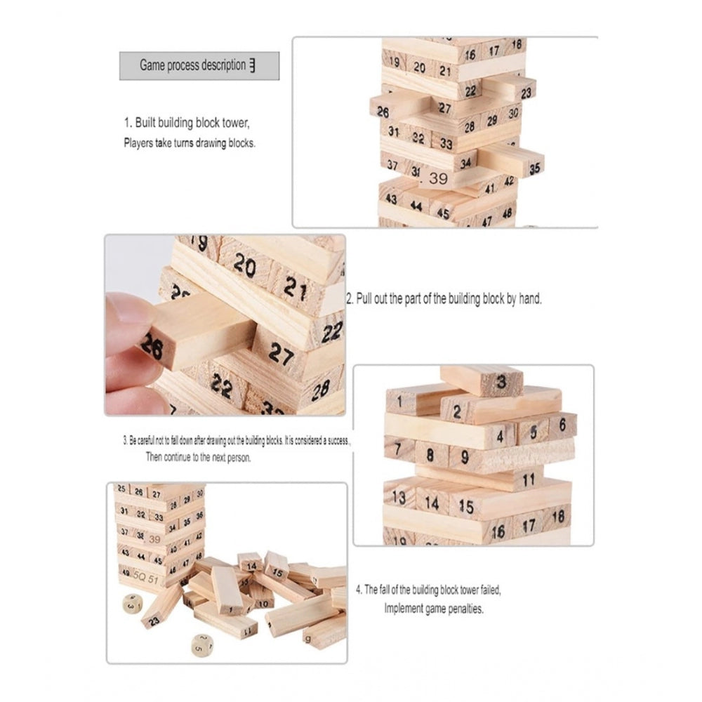 Plastic 48 Pcs 3 Dice Challenging Wooden Blocks Board Games (Wooden) - GillKart