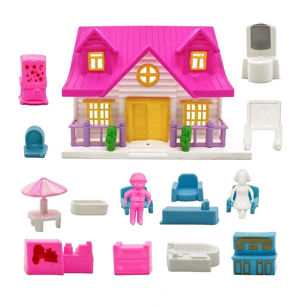 Plastic Dollhouse For Girls With Furniture (Multicolor) - GillKart