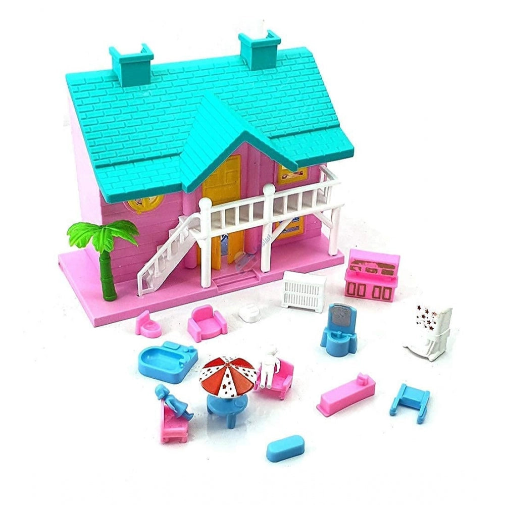 Plastic Dollhouse For Girls With Furniture (Multicolor) - GillKart