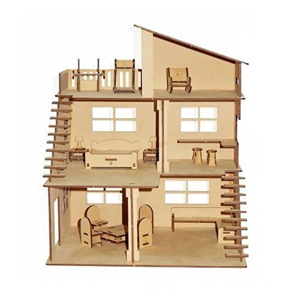 Wooden Dollhouse For Furniture Made By (Wooden) - GillKart