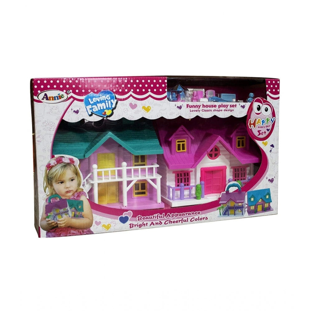 Plastic Dollhouse For Girls 2 Room Set (Pink) - GillKart