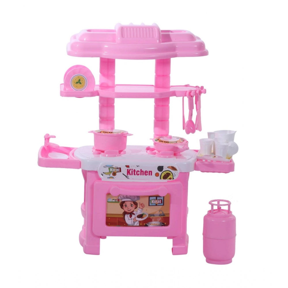 Plastic Kitchen Set For Kids Girl And Boys 32 Pieces Little Chef Cooking Pretend Play Set Toy (Pink) - GillKart