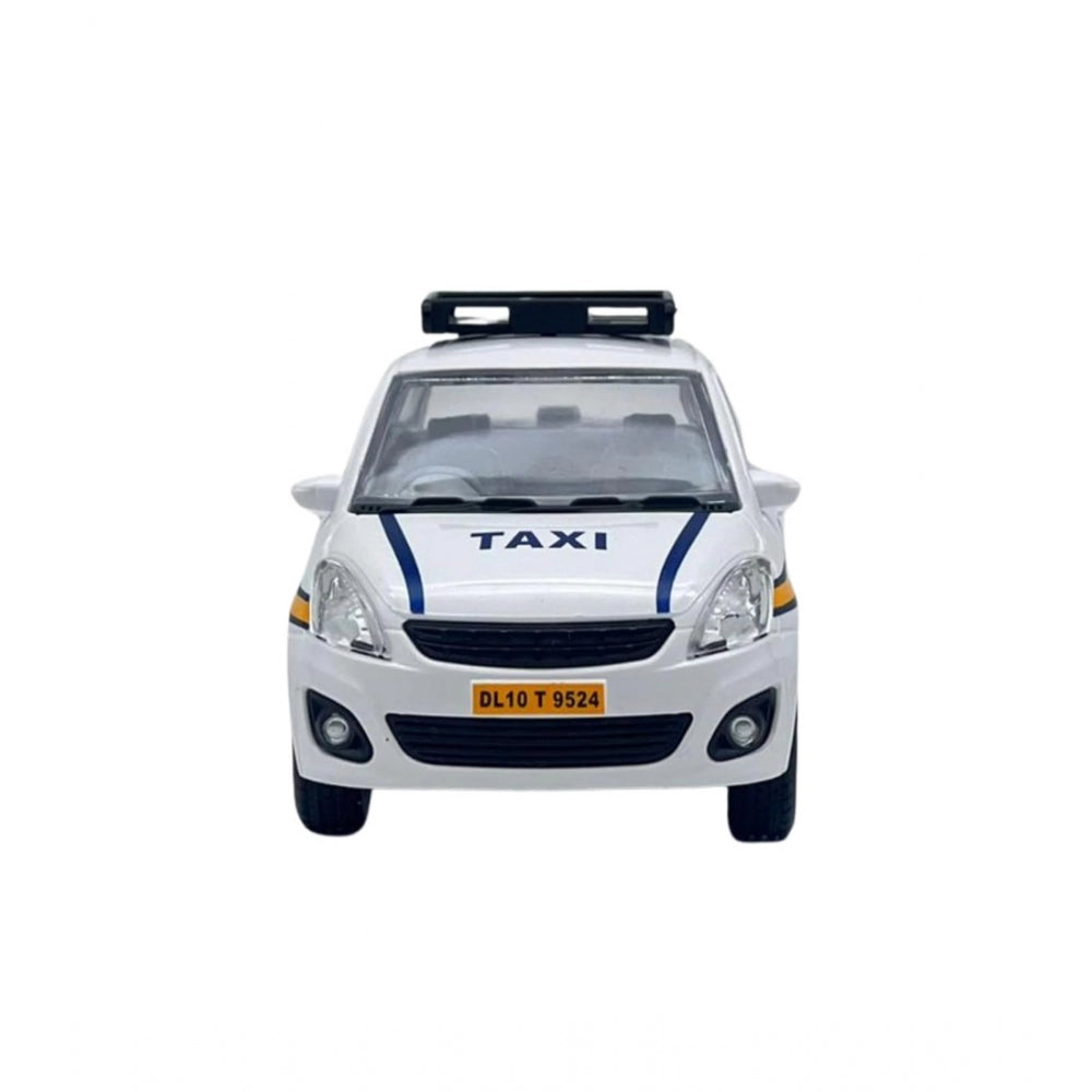 Plastic Ola Uber Swift Taxi Model Car Openable Doors Pull Back Action Collectible Car For Kids (White) - GillKart