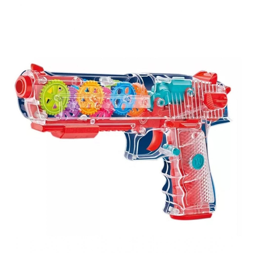 Plastic Laser And Flashing 3D Light With Transparent Musical Gun For Kids (Multicolor) - GillKart