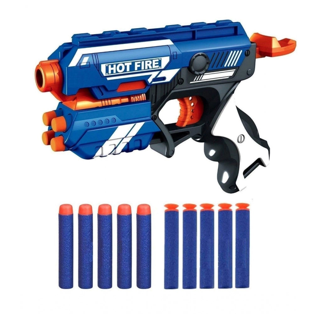 Plastic Blaze Storm Soft Bullet Toy Gun For Boy With 10 Safe Soft Foam Bullet Shooting Gun (Blue) - GillKart