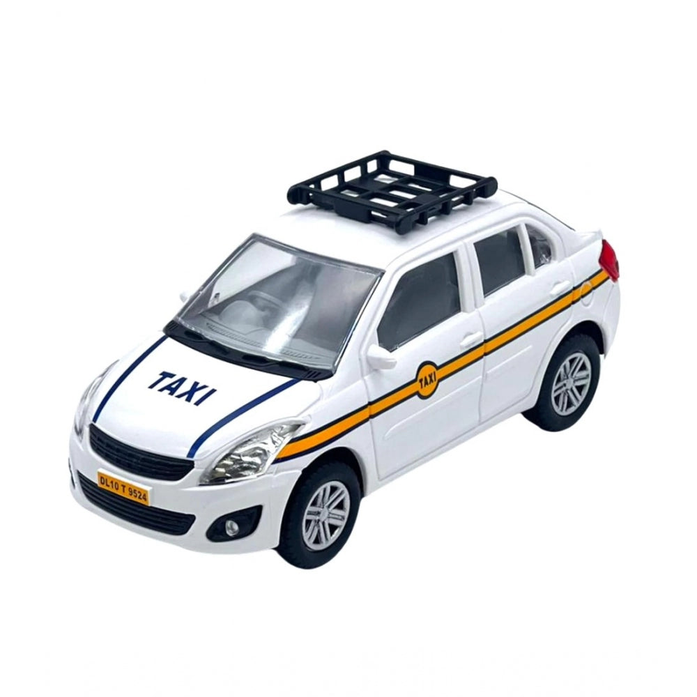 Plastic Ola Uber Swift Taxi Model Car Openable Doors Pull Back Action Collectible Car For Kids (White) - GillKart
