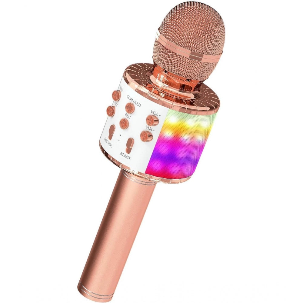 Metal Wireless Bluetooth Microphone With Led Lights  Portable Handheld Mic Speaker For Kids (Assorted) - GillKart