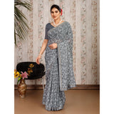 Women's Zomto Printed Saree With Unstitched Blouse (Grey, 5-6 Mtrs) - GillKart