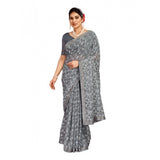 Women's Zomto Printed Saree With Unstitched Blouse (Grey, 5-6 Mtrs) - GillKart