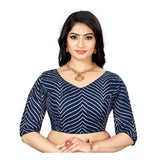 Women's Georgette Embroidery Readymade Blouse (Navy Blue, Size: Free Size) - GillKart