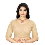 Women's Georgette Embroidery Readymade Blouse (Cream, Size: Free Size) - GillKart