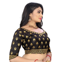 Women's Phantom Embroidery Readymade Blouse (Black, Size: Free Size) - GillKart