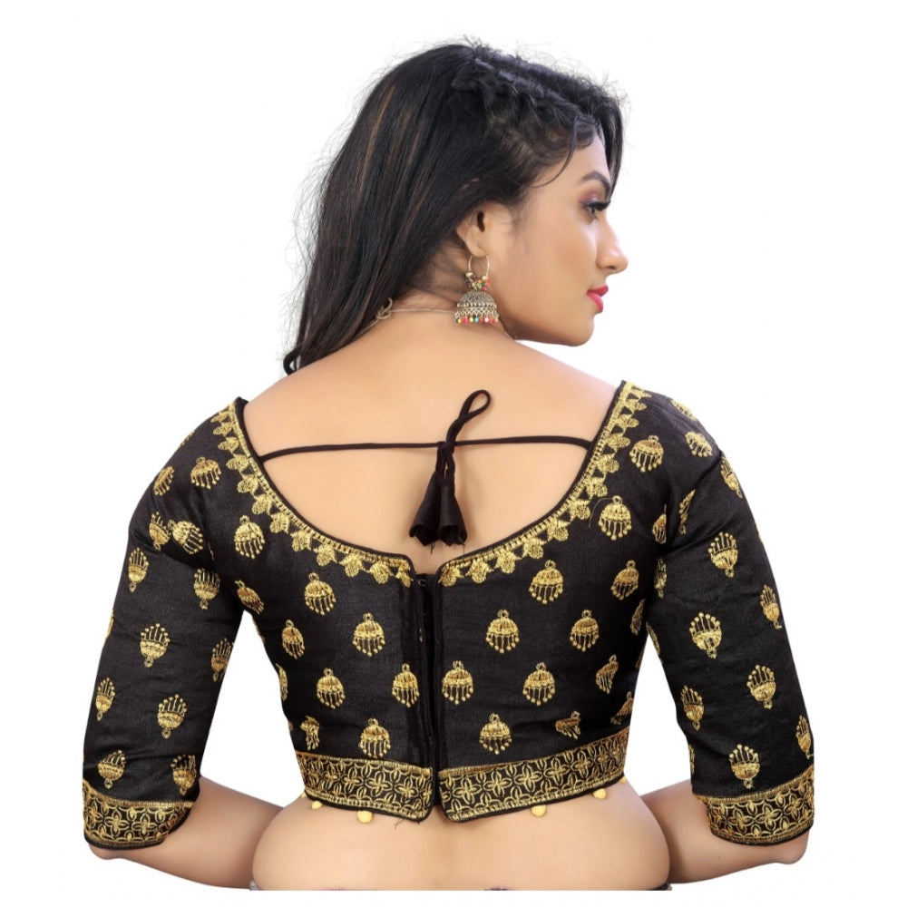 Women's Phantom Embroidery Readymade Blouse (Black, Size: Free Size) - GillKart