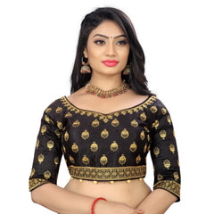 Women's Phantom Embroidery Readymade Blouse (Black, Size: Free Size) - GillKart