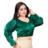 Women's Organza Plain Readymade Blouse (Green, Size: Free Size) - GillKart